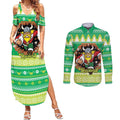 Santa Raiders Personalized Couples Matching Summer Maxi Dress and Long Sleeve Button Shirt Christmas Rugby League Spirit - Aussie Hoodie