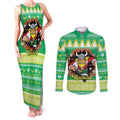 Santa Raiders Personalized Couples Matching Tank Maxi Dress and Long Sleeve Button Shirt Christmas Rugby League Spirit - Aussie Hoodie