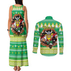 Santa Raiders Personalized Couples Matching Tank Maxi Dress and Long Sleeve Button Shirt Christmas Rugby League Spirit - Aussie Hoodie