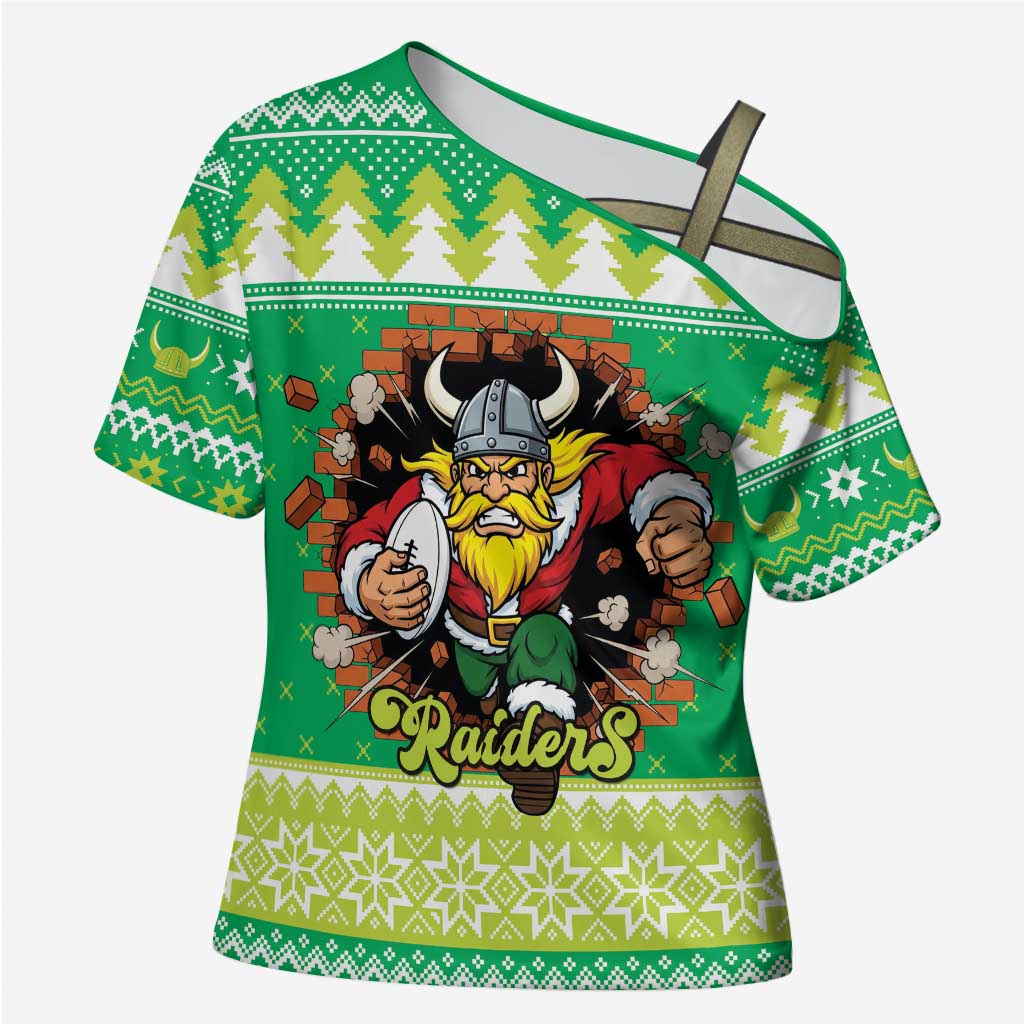 Santa Raiders Personalized Cross Shoulder Shirt Christmas Rugby League Spirit - Aussie Hoodie