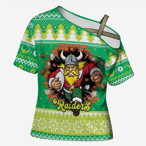 Santa Raiders Personalized Cross Shoulder Shirt Christmas Rugby League Spirit - Aussie Hoodie