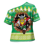 Santa Raiders Personalized Cross Shoulder Shirt Christmas Rugby League Spirit - Aussie Hoodie