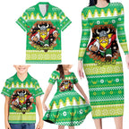 Santa Raiders Personalized Family Matching Long Sleeve Bodycon Dress and Hawaiian Shirt Christmas Rugby League Spirit - Aussie Hoodie