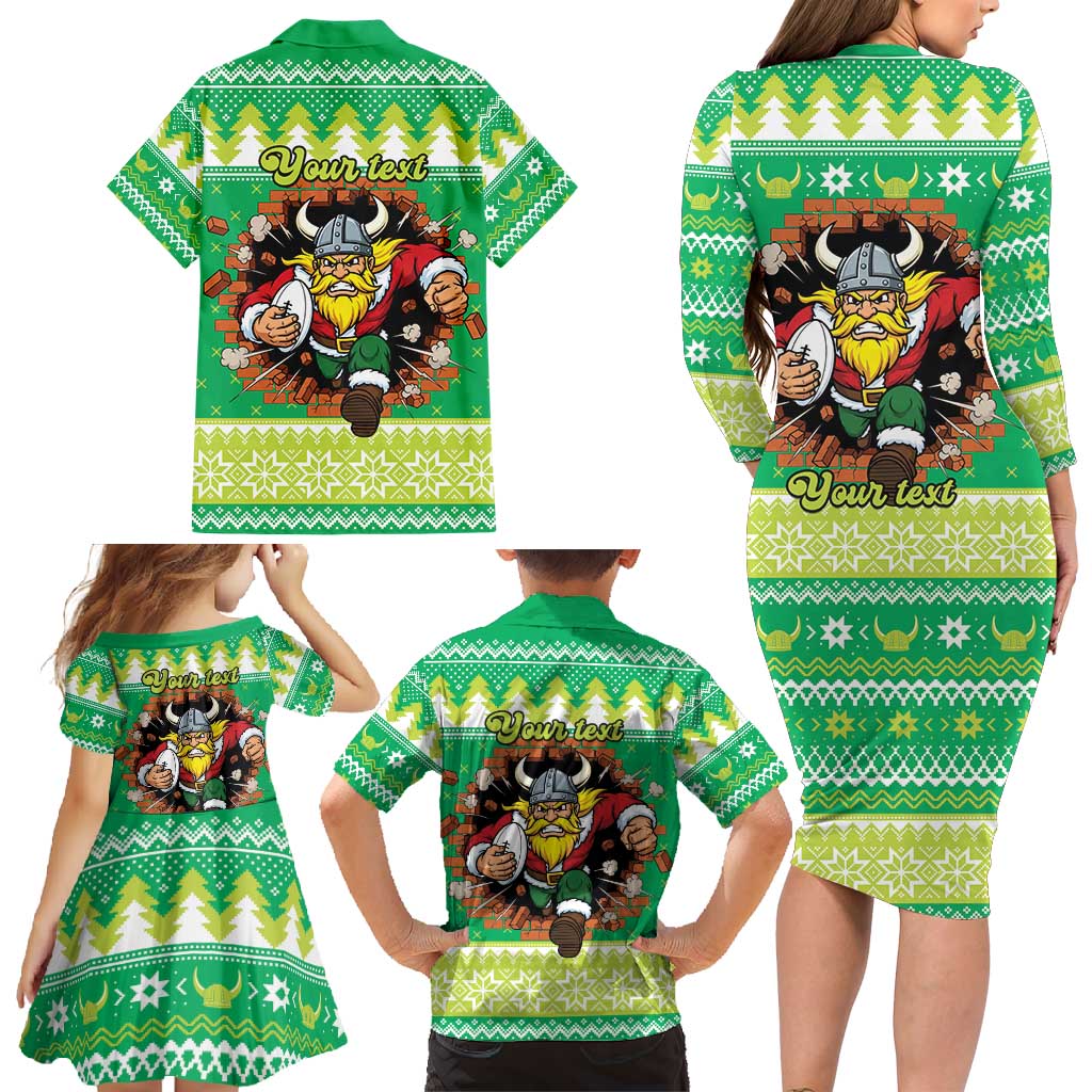 Santa Raiders Personalized Family Matching Long Sleeve Bodycon Dress and Hawaiian Shirt Christmas Rugby League Spirit - Aussie Hoodie