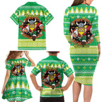 Santa Raiders Personalized Family Matching Long Sleeve Bodycon Dress and Hawaiian Shirt Christmas Rugby League Spirit - Aussie Hoodie
