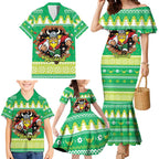 Santa Raiders Personalized Family Matching Mermaid Dress and Hawaiian Shirt Christmas Rugby League Spirit - Aussie Hoodie
