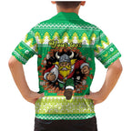 Santa Raiders Personalized Family Matching Mermaid Dress and Hawaiian Shirt Christmas Rugby League Spirit - Aussie Hoodie