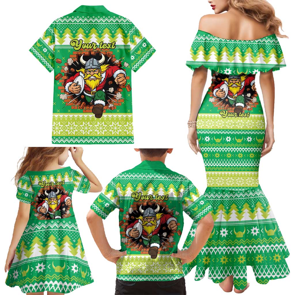 Santa Raiders Personalized Family Matching Mermaid Dress and Hawaiian Shirt Christmas Rugby League Spirit - Aussie Hoodie