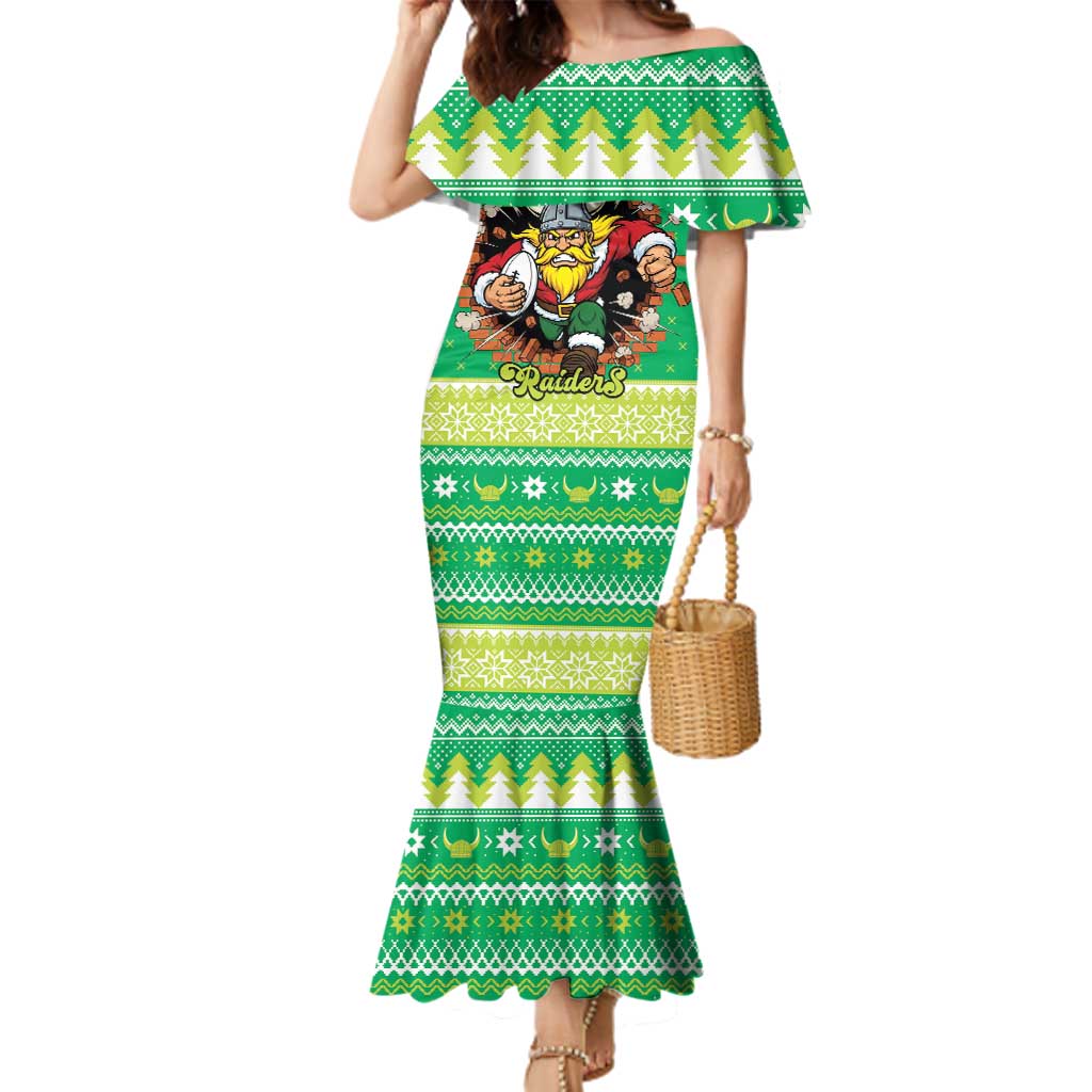 Santa Raiders Personalized Family Matching Mermaid Dress and Hawaiian Shirt Christmas Rugby League Spirit - Aussie Hoodie