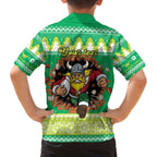 Santa Raiders Personalized Family Matching Off The Shoulder Long Sleeve Dress and Hawaiian Shirt Christmas Rugby League Spirit - Aussie Hoodie