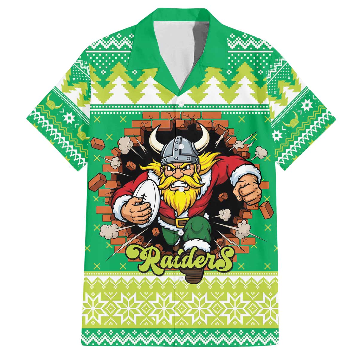 Santa Raiders Personalized Family Matching Off The Shoulder Long Sleeve Dress and Hawaiian Shirt Christmas Rugby League Spirit - Aussie Hoodie