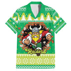 Santa Raiders Personalized Family Matching Off The Shoulder Long Sleeve Dress and Hawaiian Shirt Christmas Rugby League Spirit - Aussie Hoodie