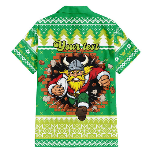 Santa Raiders Personalized Family Matching Off The Shoulder Long Sleeve Dress and Hawaiian Shirt Christmas Rugby League Spirit - Aussie Hoodie