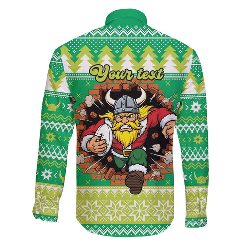 Santa Raiders Personalized Family Matching Off The Shoulder Long Sleeve Dress and Hawaiian Shirt Christmas Rugby League Spirit - Aussie Hoodie