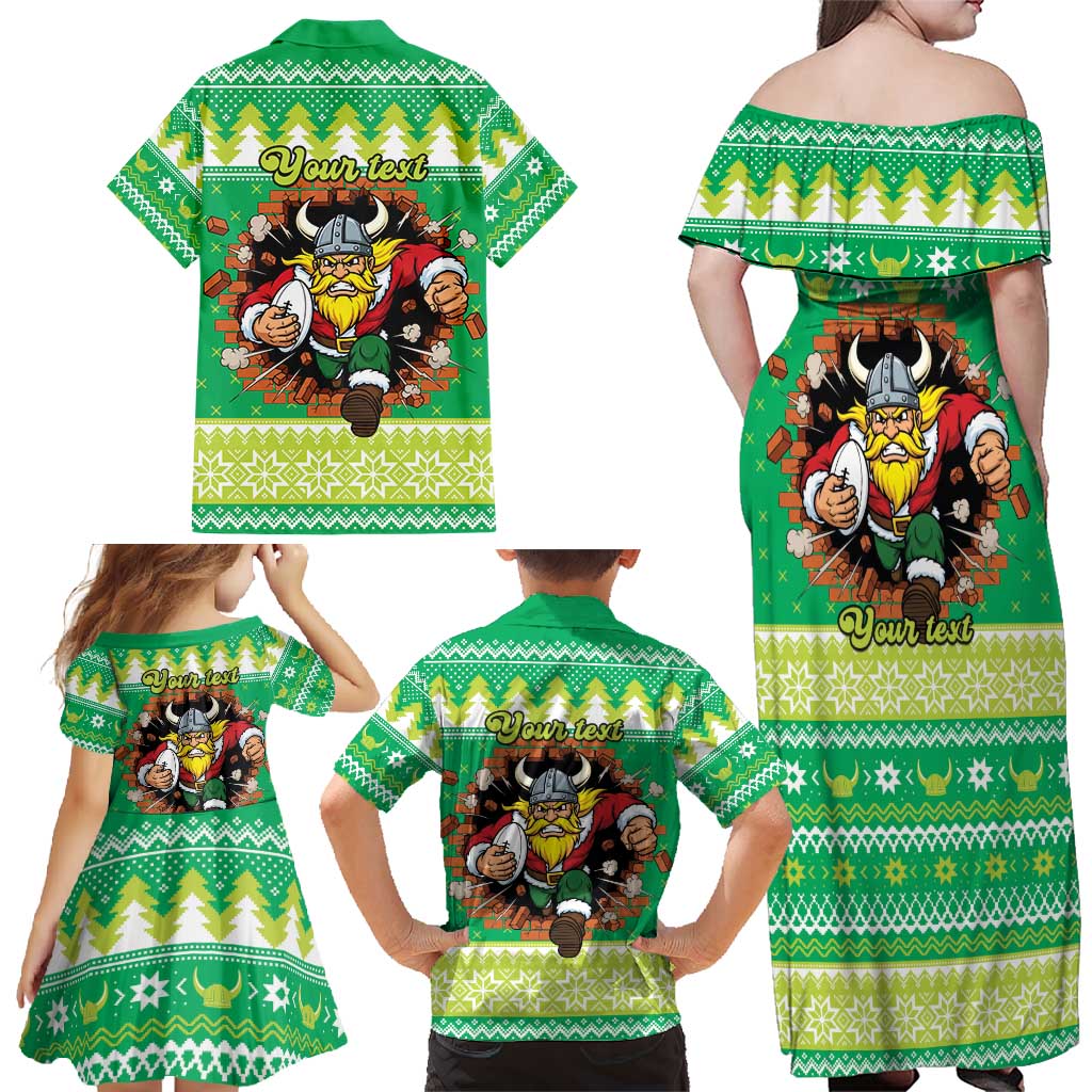 Santa Raiders Personalized Family Matching Off Shoulder Maxi Dress and Hawaiian Shirt Christmas Rugby League Spirit - Aussie Hoodie