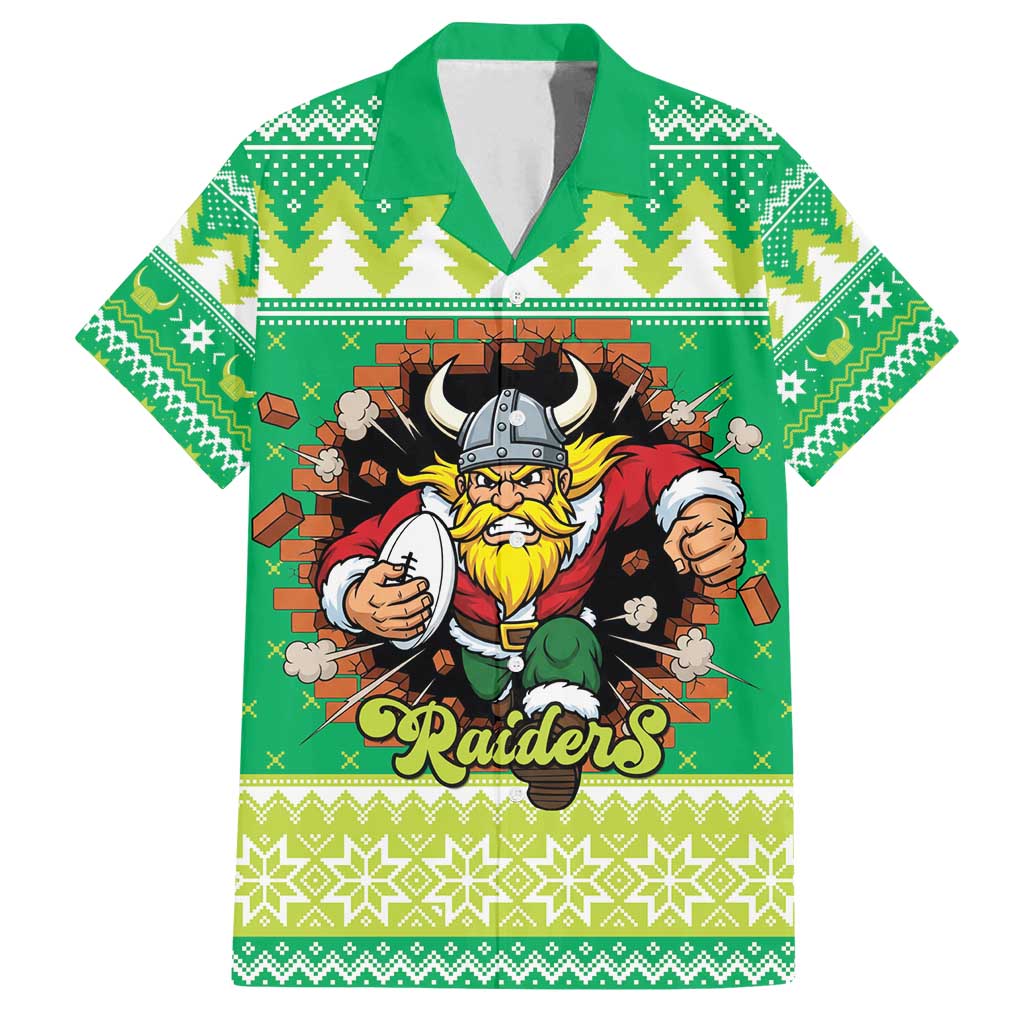 Santa Raiders Personalized Family Matching Off Shoulder Maxi Dress and Hawaiian Shirt Christmas Rugby League Spirit - Aussie Hoodie