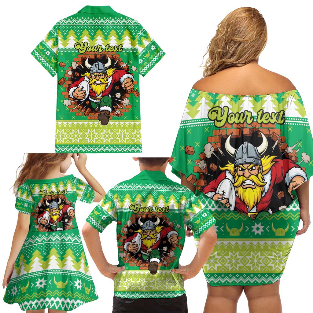 Santa Raiders Personalized Family Matching Off Shoulder Short Dress and Hawaiian Shirt Christmas Rugby League Spirit - Aussie Hoodie
