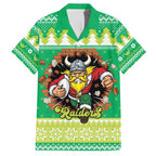 Santa Raiders Personalized Family Matching Off Shoulder Short Dress and Hawaiian Shirt Christmas Rugby League Spirit - Aussie Hoodie