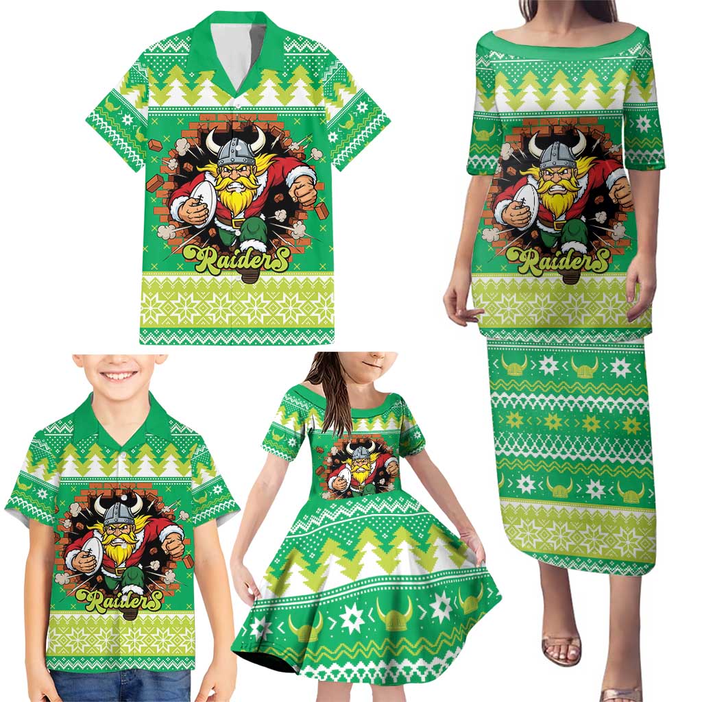 Santa Raiders Personalized Family Matching Puletasi and Hawaiian Shirt Christmas Rugby League Spirit - Aussie Hoodie