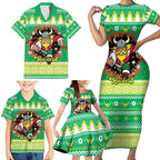 Santa Raiders Personalized Family Matching Short Sleeve Bodycon Dress and Hawaiian Shirt Christmas Rugby League Spirit - Aussie Hoodie