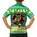 Santa Raiders Personalized Family Matching Short Sleeve Bodycon Dress and Hawaiian Shirt Christmas Rugby League Spirit - Aussie Hoodie