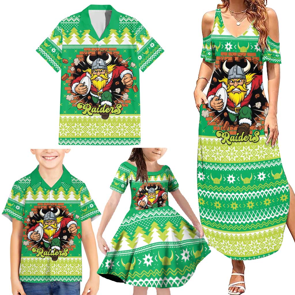 Santa Raiders Personalized Family Matching Summer Maxi Dress and Hawaiian Shirt Christmas Rugby League Spirit - Aussie Hoodie