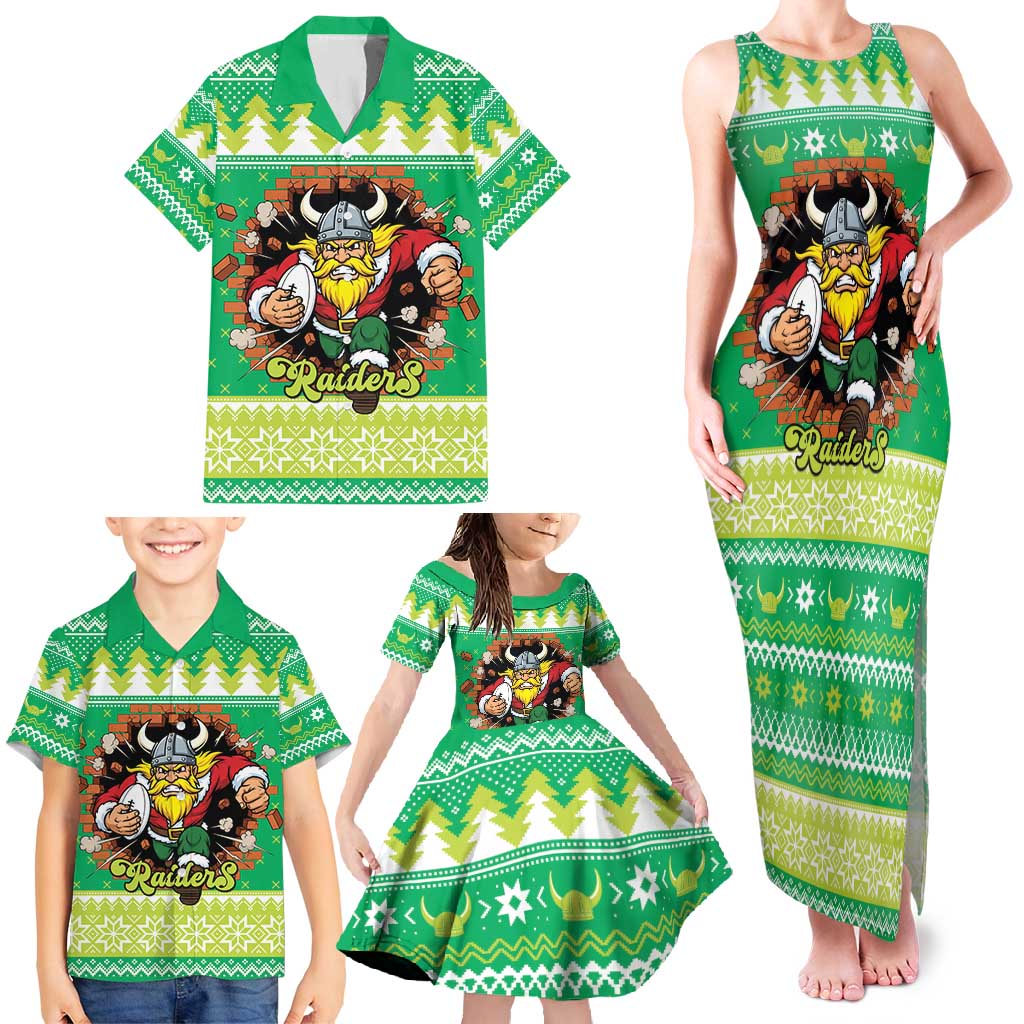 Santa Raiders Personalized Family Matching Tank Maxi Dress and Hawaiian Shirt Christmas Rugby League Spirit - Aussie Hoodie
