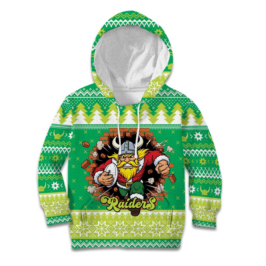 Santa Raiders Personalized Kid Hoodie Christmas Rugby League Spirit - Aussie Hoodie
