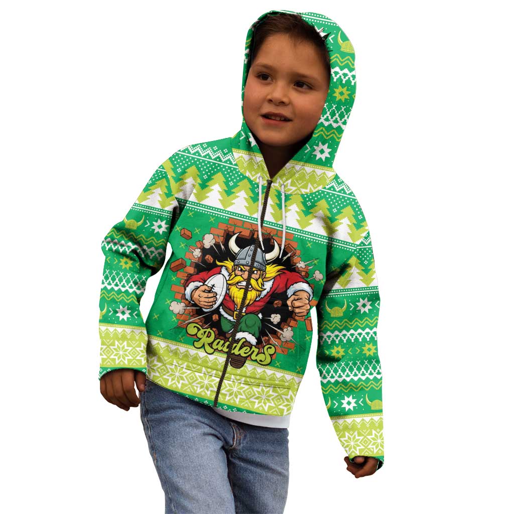 Santa Raiders Personalized Kid Hoodie Christmas Rugby League Spirit - Aussie Hoodie