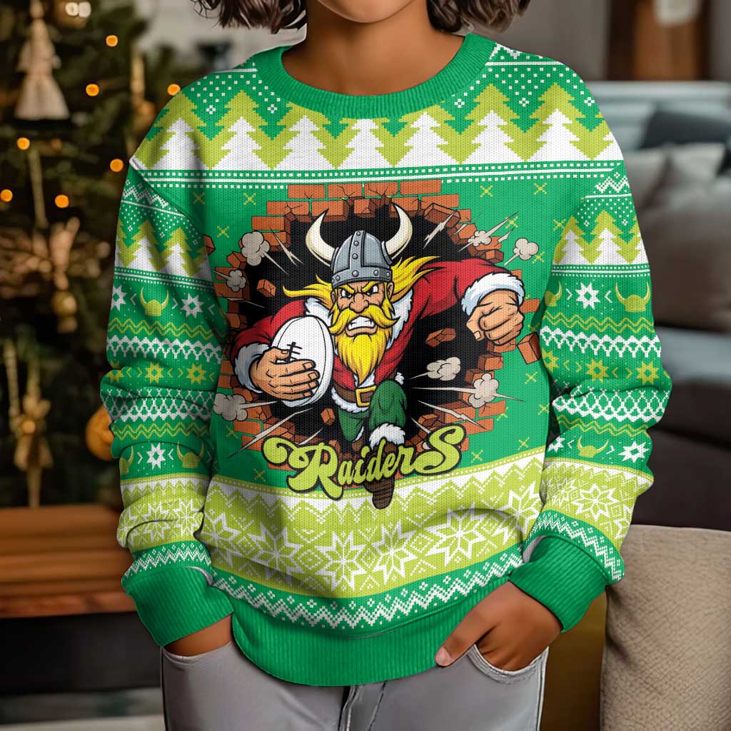 Santa Raiders Personalized Kid Ugly Christmas Sweater Christmas Rugby League Spirit - Aussie Hoodie