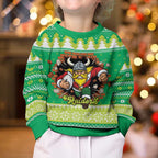 Santa Raiders Personalized Kid Ugly Christmas Sweater Christmas Rugby League Spirit - Aussie Hoodie