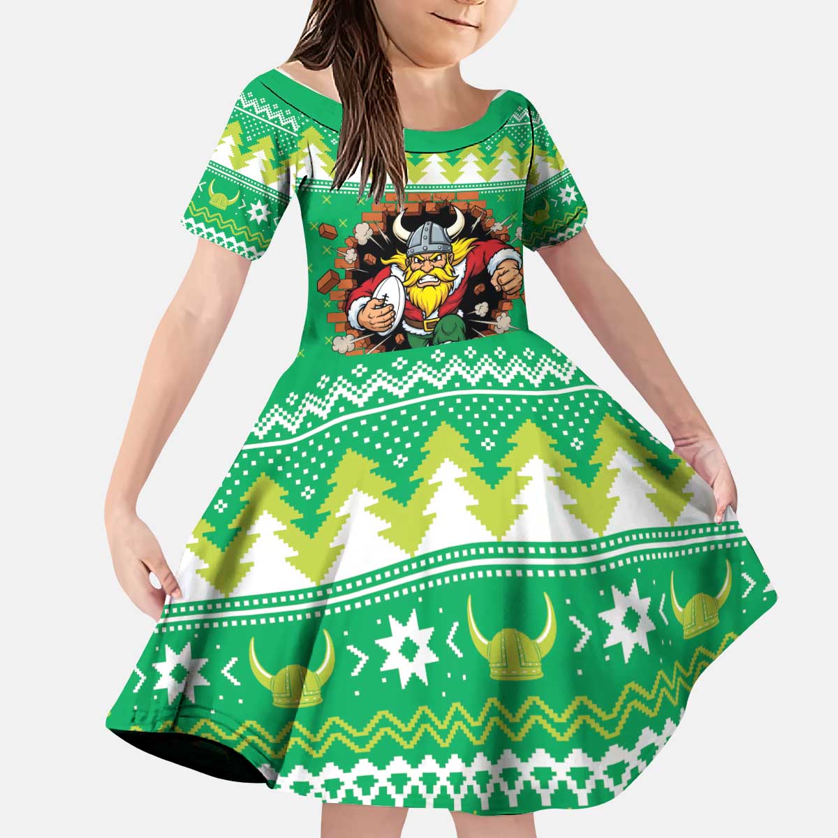 Santa Raiders Personalized Kid Short Sleeve Dress Christmas Rugby League Spirit - Aussie Hoodie