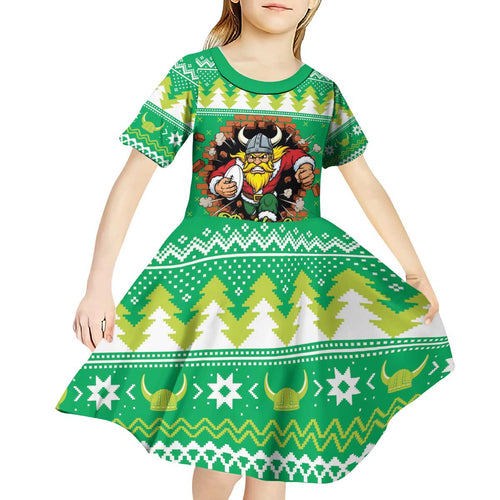 Santa Raiders Personalized Kid Short Sleeve Dress Christmas Rugby League Spirit - Aussie Hoodie