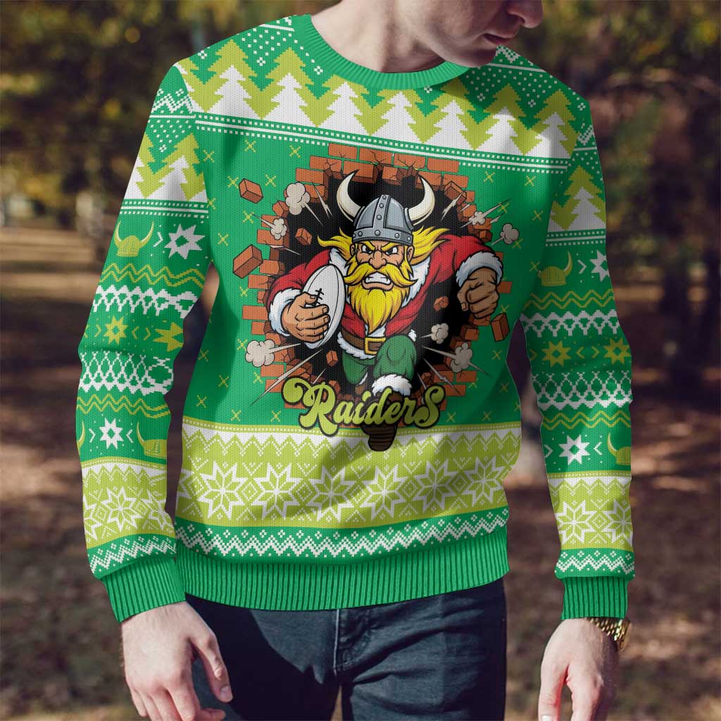 Santa Raiders Personalized Ugly Christmas Sweater Christmas Rugby League Spirit - Aussie Hoodie