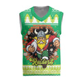 Santa Raiders Personalized Christmas Knitted V-Neck Vest Christmas Rugby League Spirit - Aussie Hoodie
