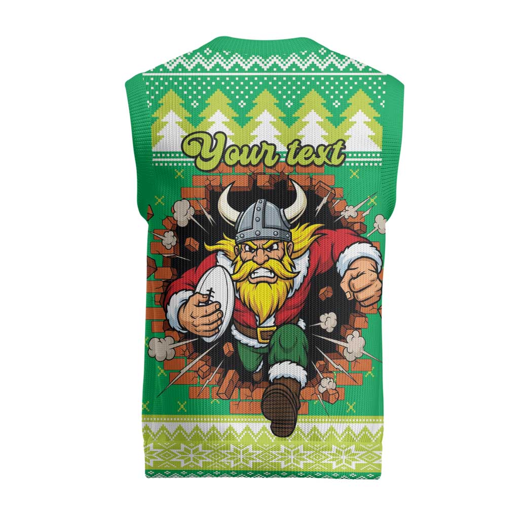 Santa Raiders Personalized Christmas Knitted V-Neck Vest Christmas Rugby League Spirit - Aussie Hoodie