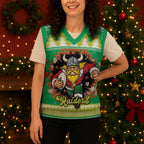 Santa Raiders Personalized Christmas Knitted V-Neck Vest Christmas Rugby League Spirit - Aussie Hoodie