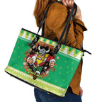 Santa Raiders Personalized Leather Tote Bag Christmas Rugby League Spirit - Aussie Hoodie
