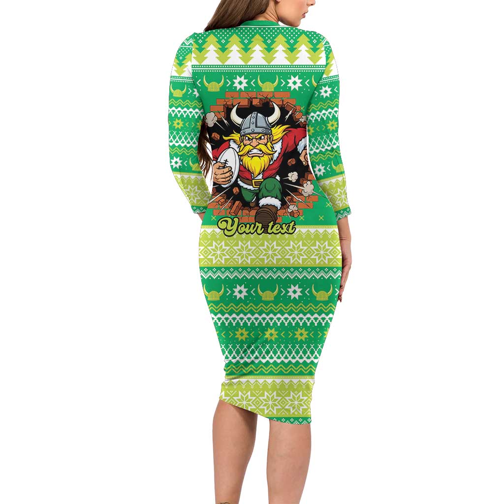Santa Raiders Personalized Long Sleeve Bodycon Dress Christmas Rugby League Spirit - Aussie Hoodie