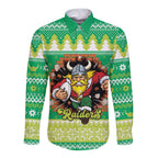 Santa Raiders Personalized Long Sleeve Button Shirt Christmas Rugby League Spirit - Aussie Hoodie