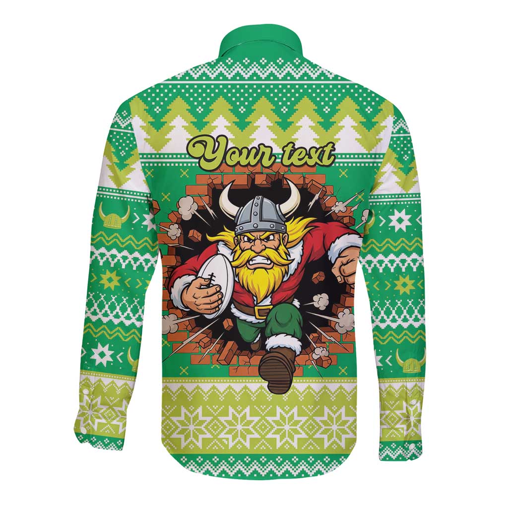 Santa Raiders Personalized Long Sleeve Button Shirt Christmas Rugby League Spirit - Aussie Hoodie