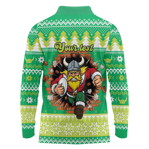 Santa Raiders Personalized Long Sleeve Polo Shirt Christmas Rugby League Spirit - Aussie Hoodie
