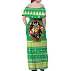 Santa Raiders Personalized Off Shoulder Maxi Dress Christmas Rugby League Spirit - Aussie Hoodie