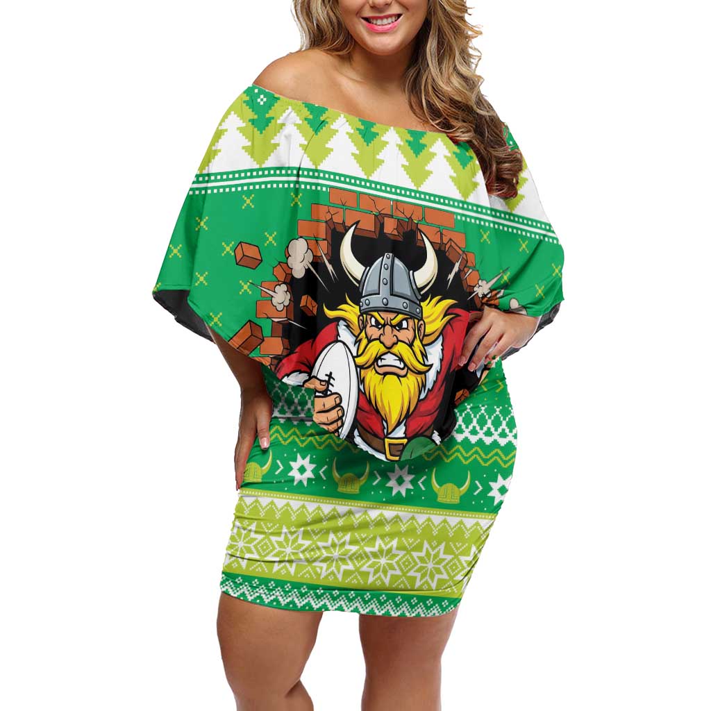 Santa Raiders Personalized Off Shoulder Short Dress Christmas Rugby League Spirit - Aussie Hoodie
