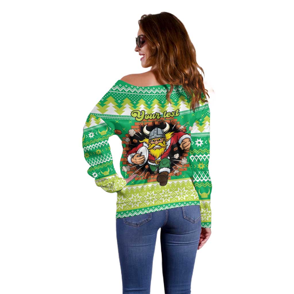 Santa Raiders Personalized Off Shoulder Sweater Christmas Rugby League Spirit - Aussie Hoodie