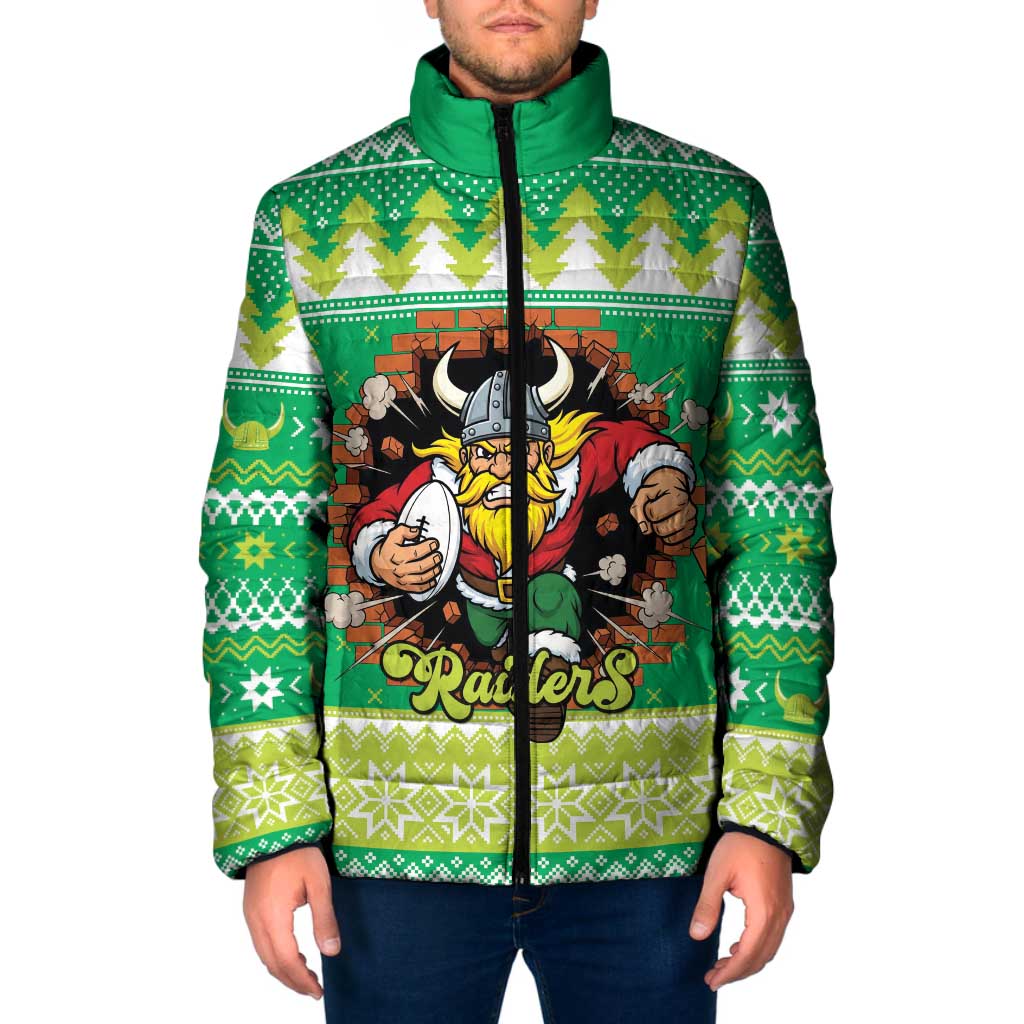 Santa Raiders Personalized Padded Jacket Christmas Rugby League Spirit - Aussie Hoodie
