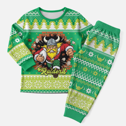 Santa Raiders Personalized Christmas Pajama Set Christmas Rugby League Spirit - Aussie Hoodie