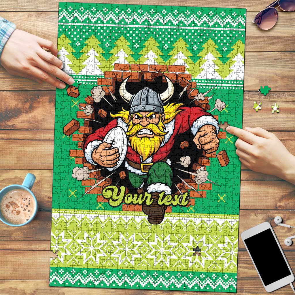 Santa Raiders Personalized Puzzle Christmas Rugby League Spirit - Aussie Hoodie