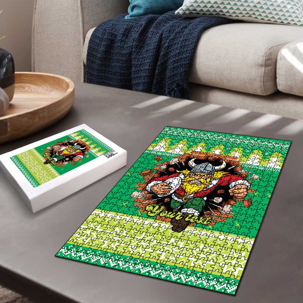 Santa Raiders Personalized Puzzle Christmas Rugby League Spirit - Aussie Hoodie