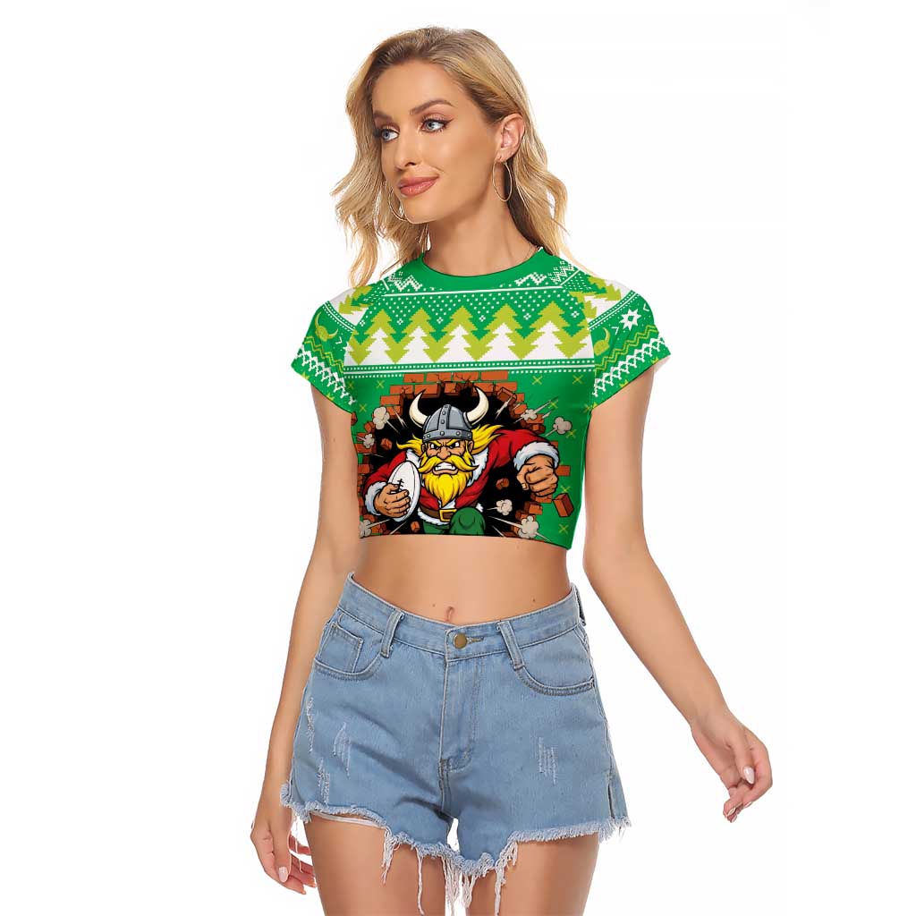 Santa Raiders Personalized Raglan Cropped T Shirt Christmas Rugby League Spirit - Aussie Hoodie